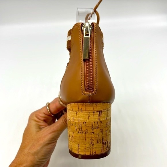 Nine West - Ghobio Nautical Style Brown & White Lace Up Block Cork Heels SZ 7.5 - Picture 7 of 14